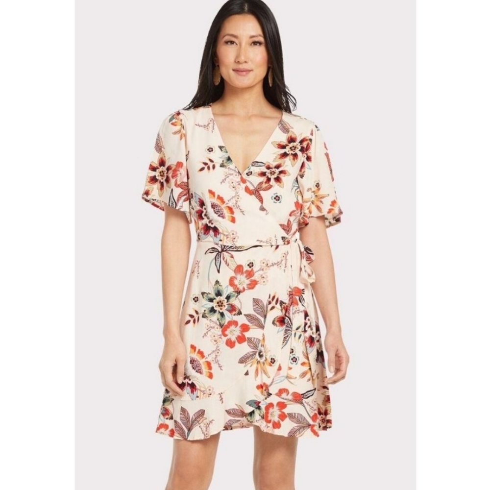 Sanctuary Evereve Sassy floral ‘faux’ wrap mini dress